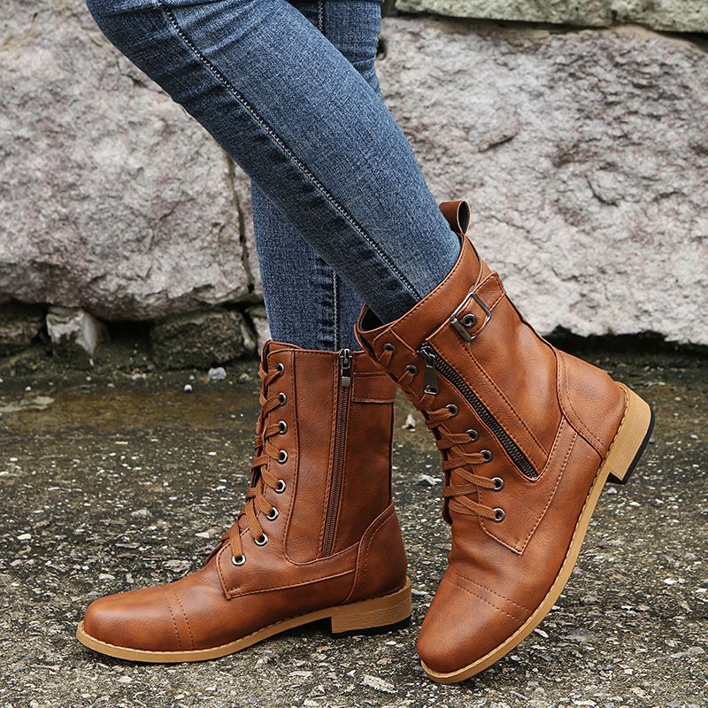 Nathalie | Bottines à Lacets et Zip Latéral