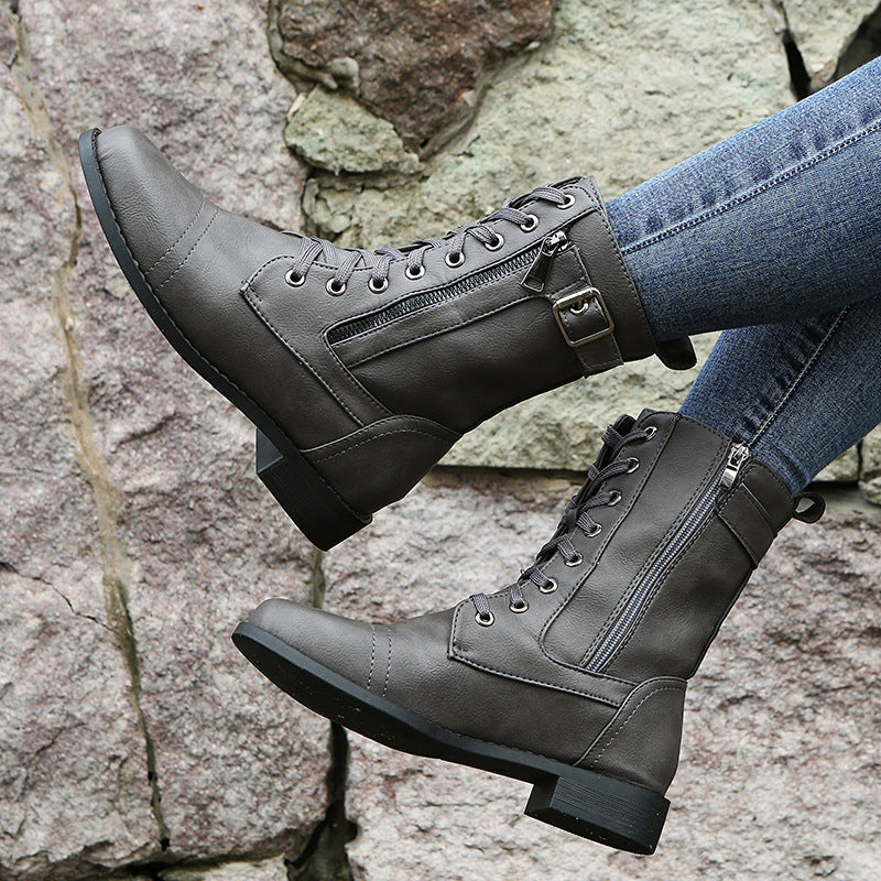 Nathalie | Bottines à Lacets et Zip Latéral