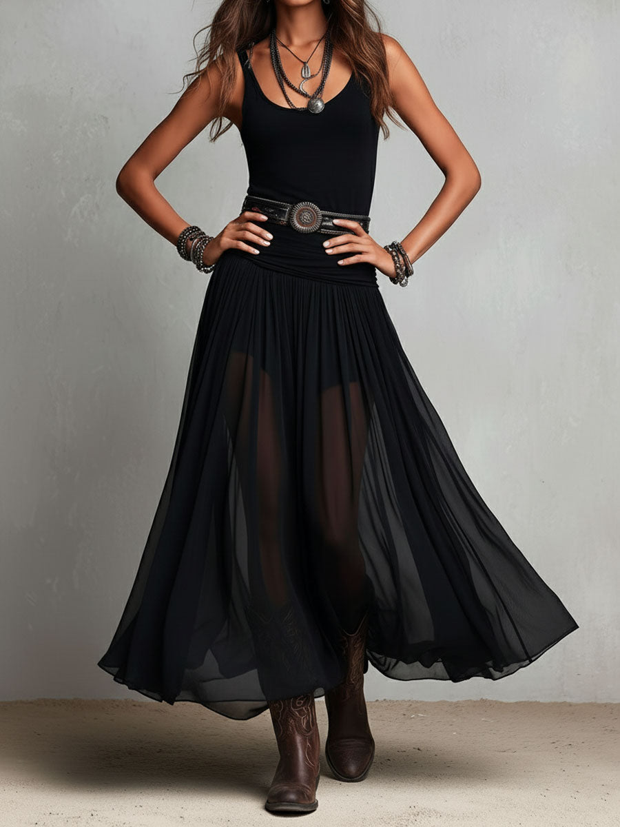 Adeline - Robe Longue Bohème Effet Voile