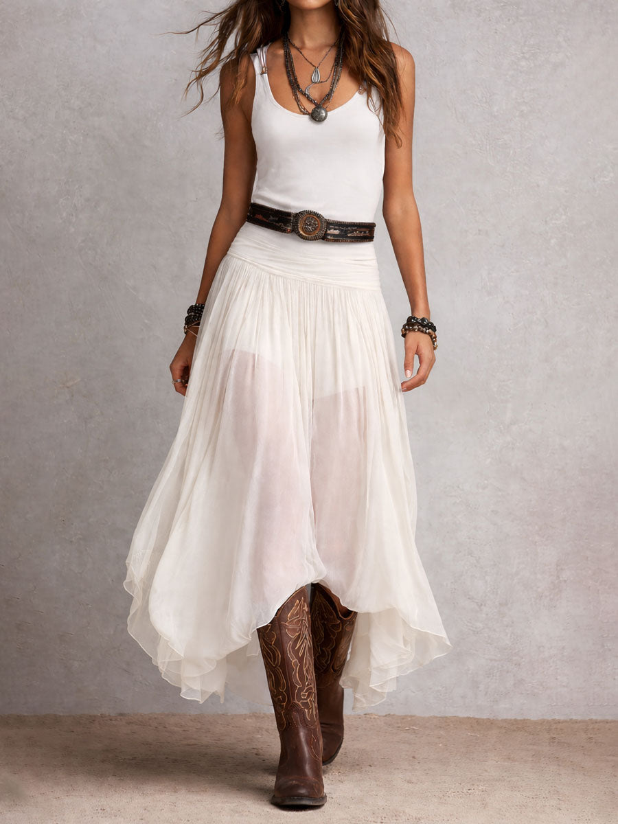 Adeline - Robe Longue Bohème Effet Voile