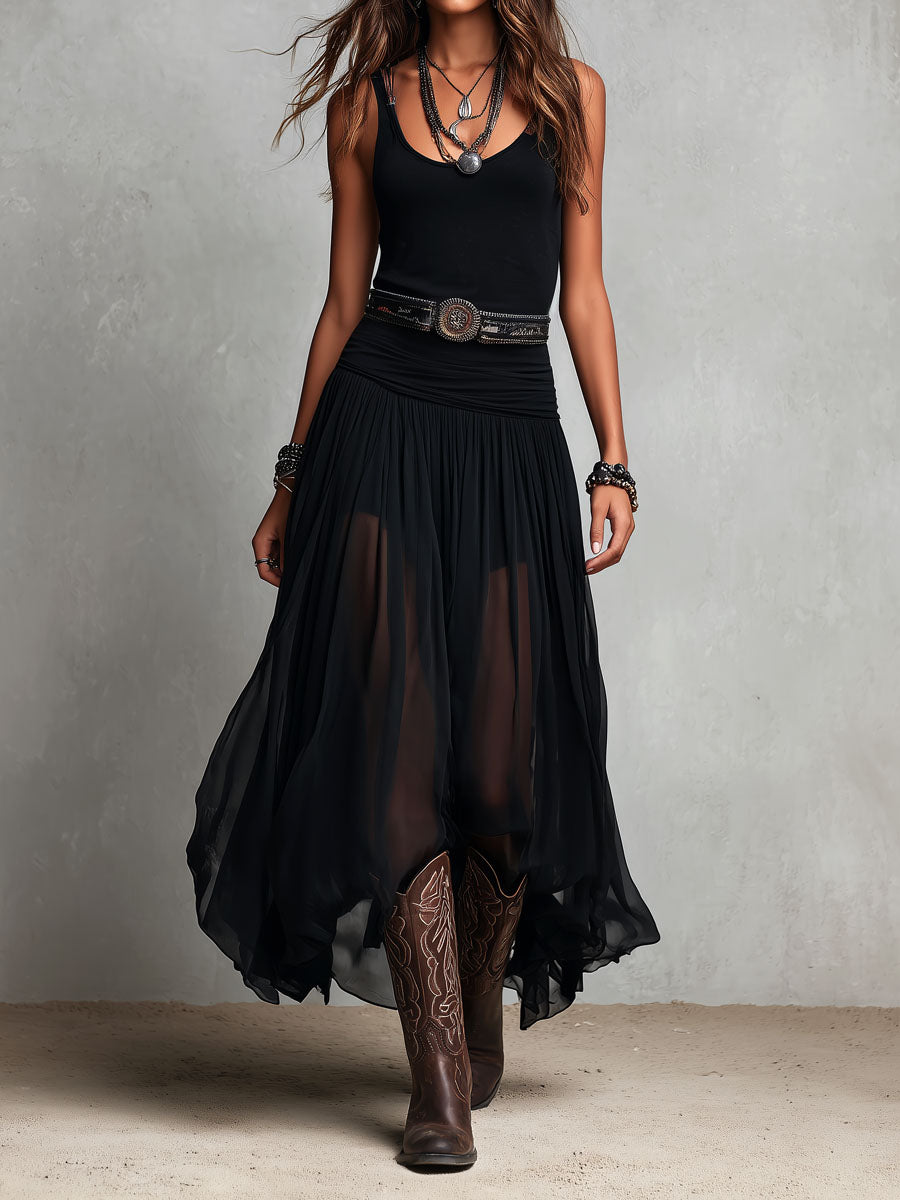 Adeline - Robe Longue Bohème Effet Voile