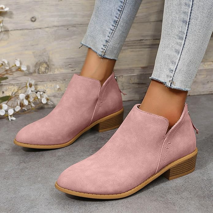 Roxane | Bottines à Talon Bloc et Zip Arrière
