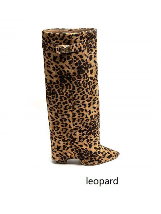Joséphine | Bottes Hautes en Suédine Léopard