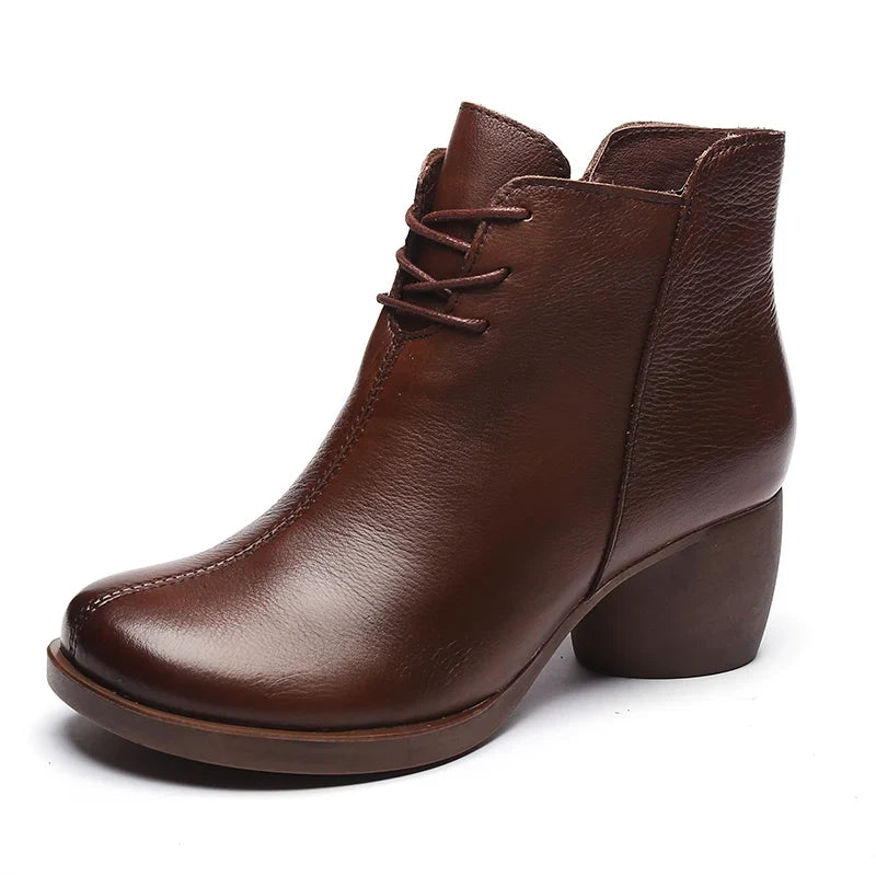 Séverine | Bottines Rétro en Cuir à Talon Bloc