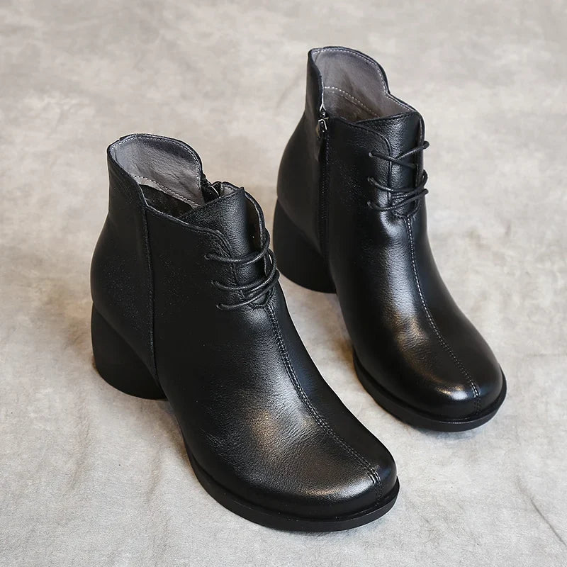 Séverine | Bottines Rétro en Cuir à Talon Bloc