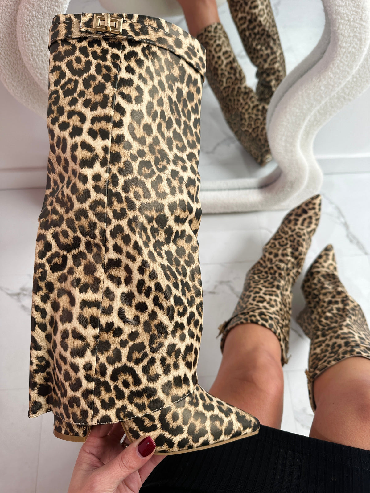 Félicie | Bottes Hautes Léopard à Bout Pointu