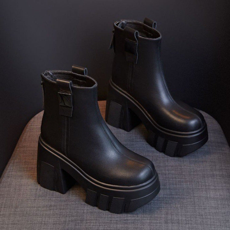 Séverine | Bottines Plateforme à Talon Bloc et Zip Arrière