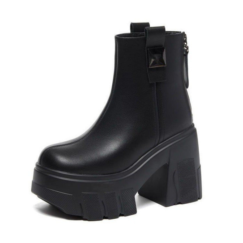Séverine | Bottines Plateforme à Talon Bloc et Zip Arrière