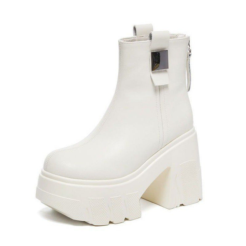 Séverine | Bottines Plateforme à Talon Bloc et Zip Arrière