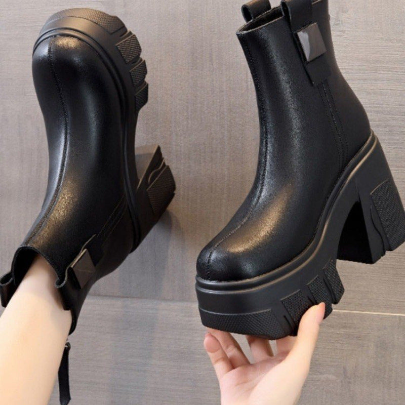Séverine | Bottines Plateforme à Talon Bloc et Zip Arrière