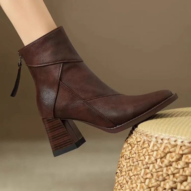 Eugénie | Bottines Orthopédiques à Bout Carré et Zip Arrière