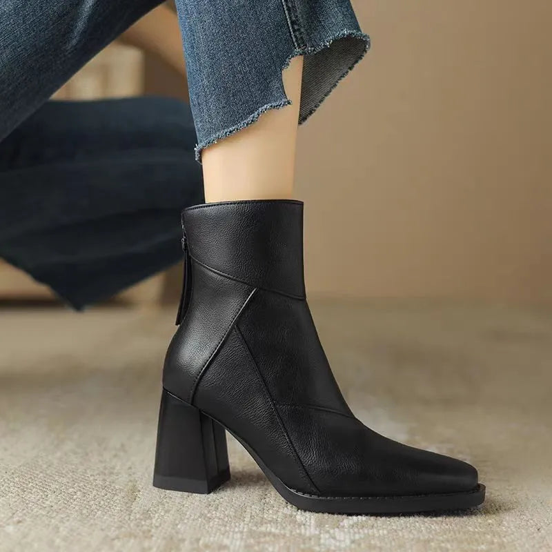 Eugénie | Bottines Orthopédiques à Bout Carré et Zip Arrière
