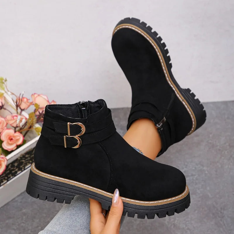 Héloïse | Bottines à Boucle et Zip Latéral