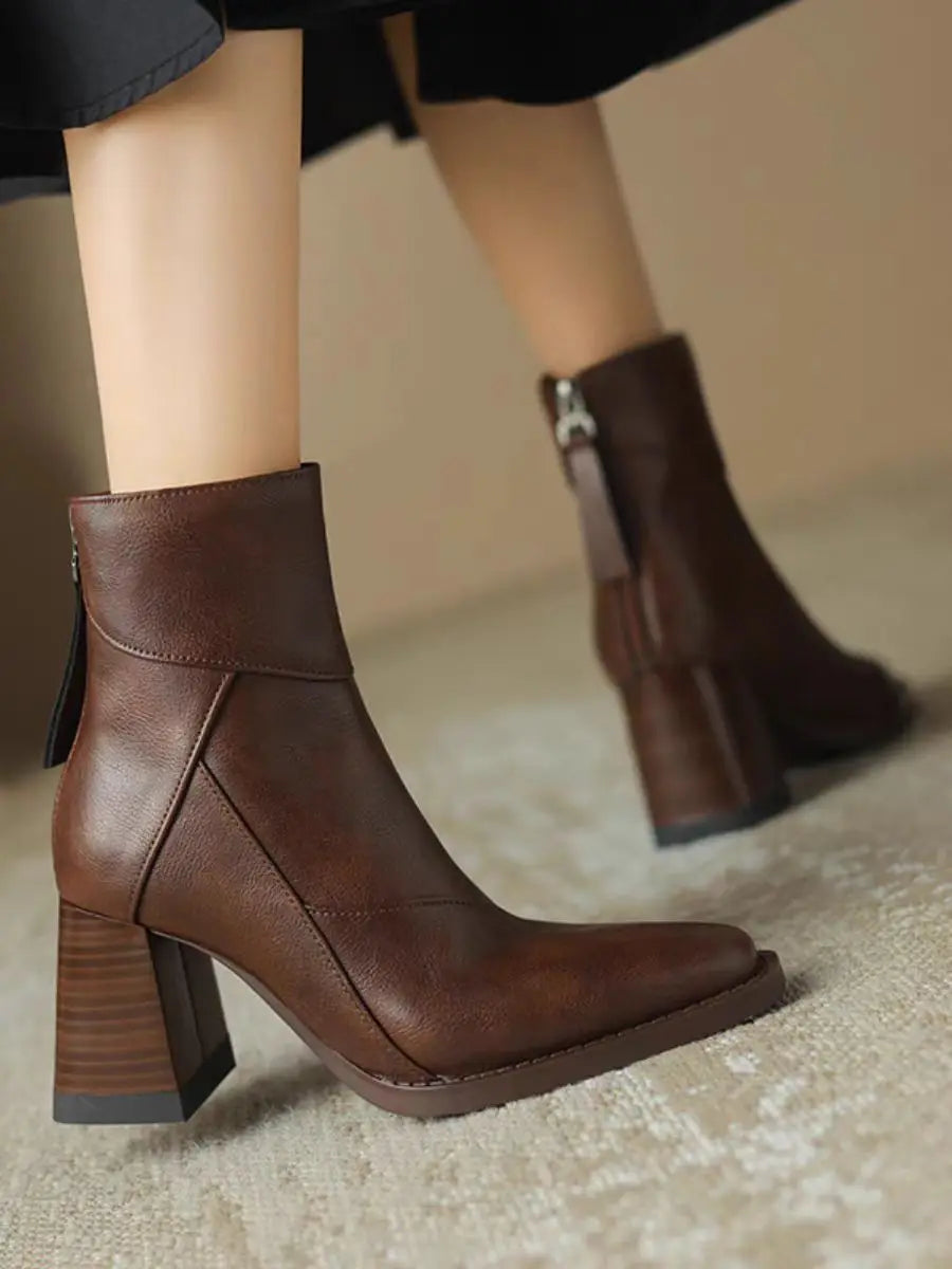Eugénie | Bottines Orthopédiques à Bout Carré et Zip Arrière