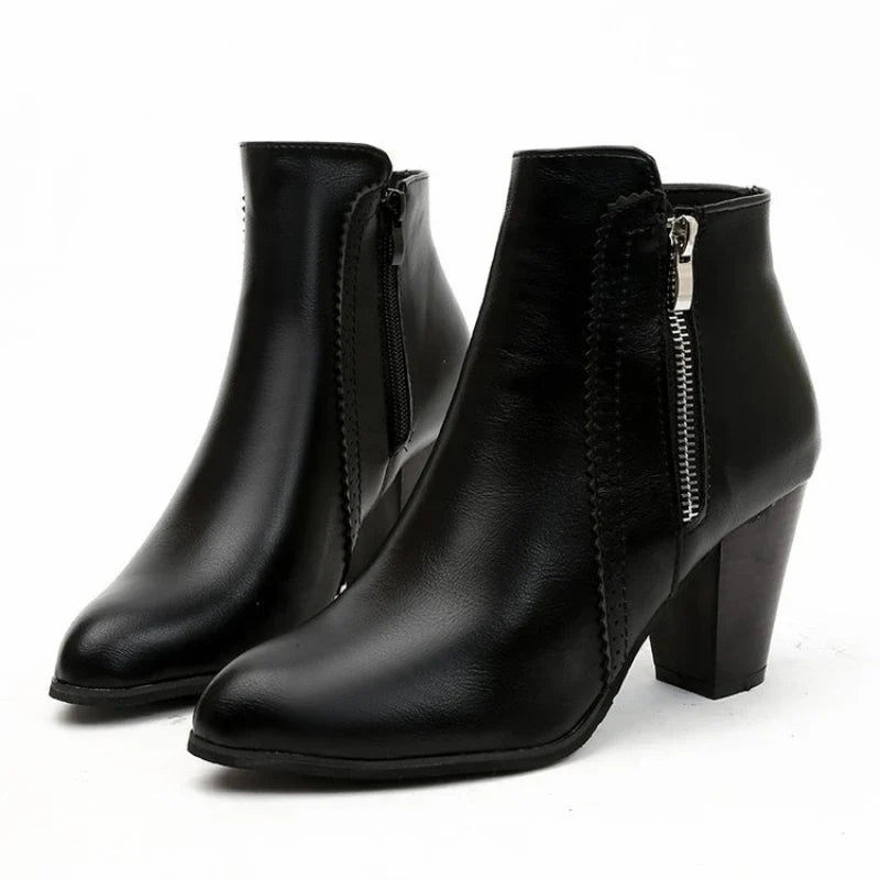 Margaux | Bottines Rétro à Talon Carré et Zip