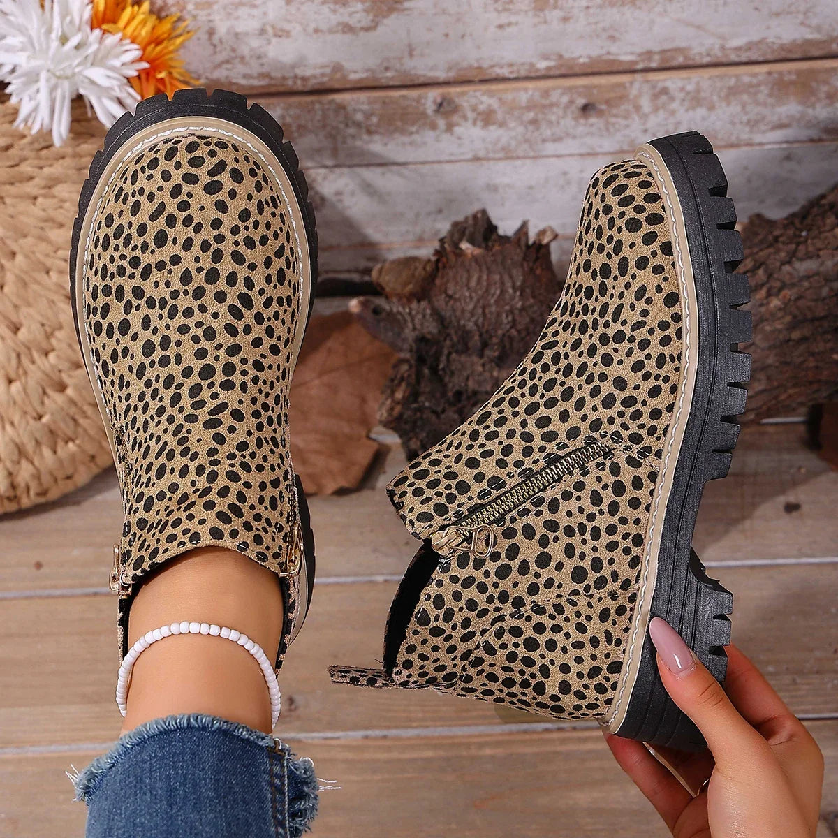 Ninon | Bottines Léopard à Talon Carré
