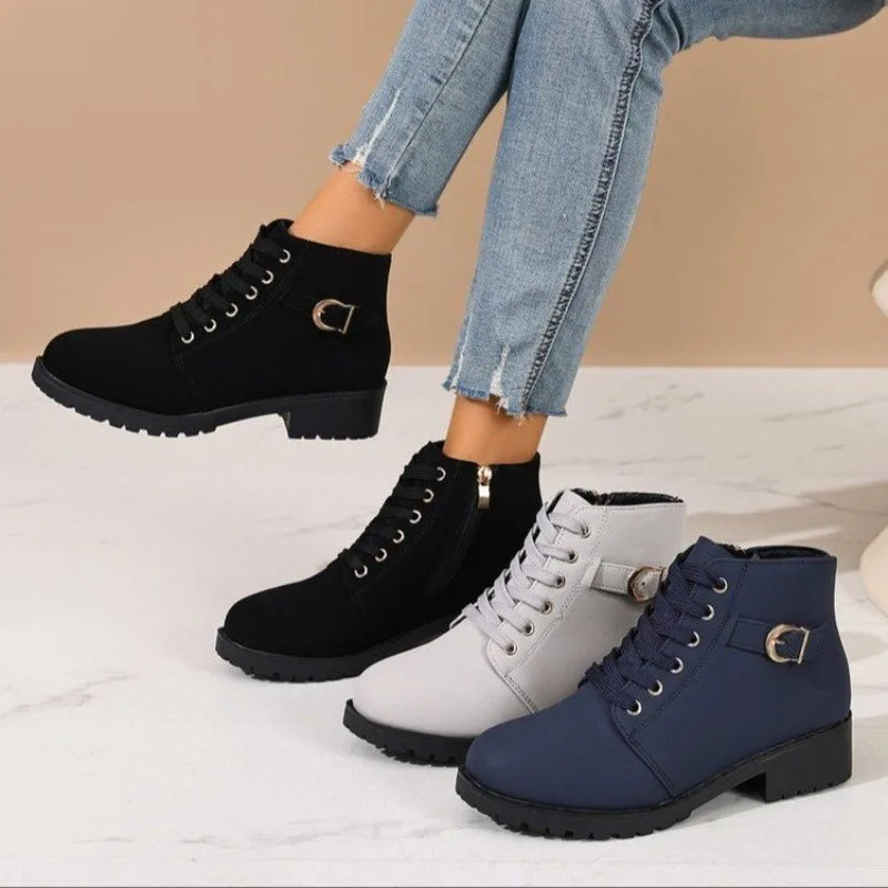 Solène | Bottines Rangers à Lacets et Zip