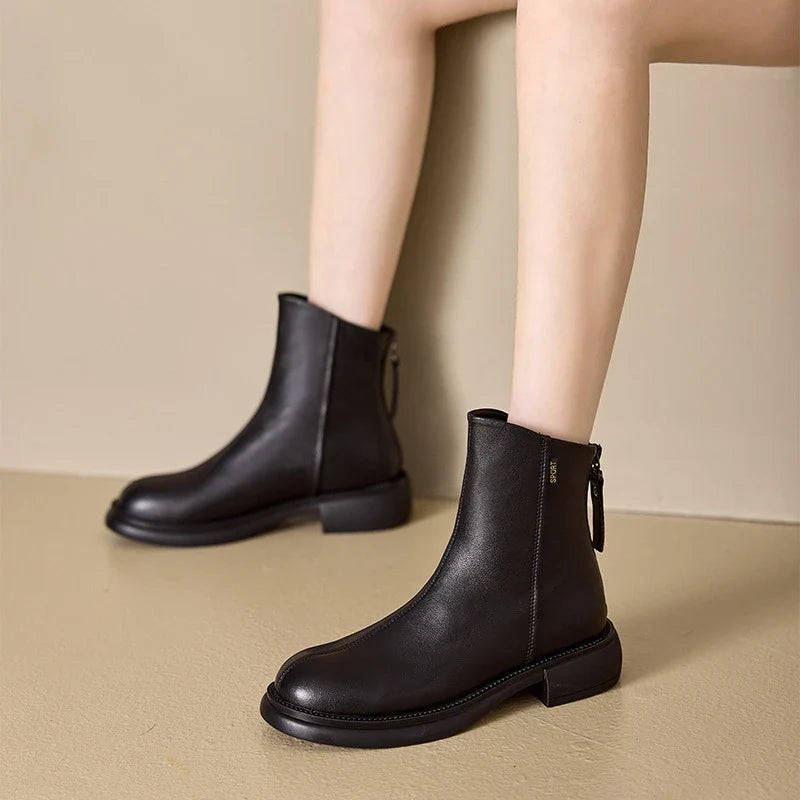 Hortense | Bottines Bout Rond à Zip Arrière