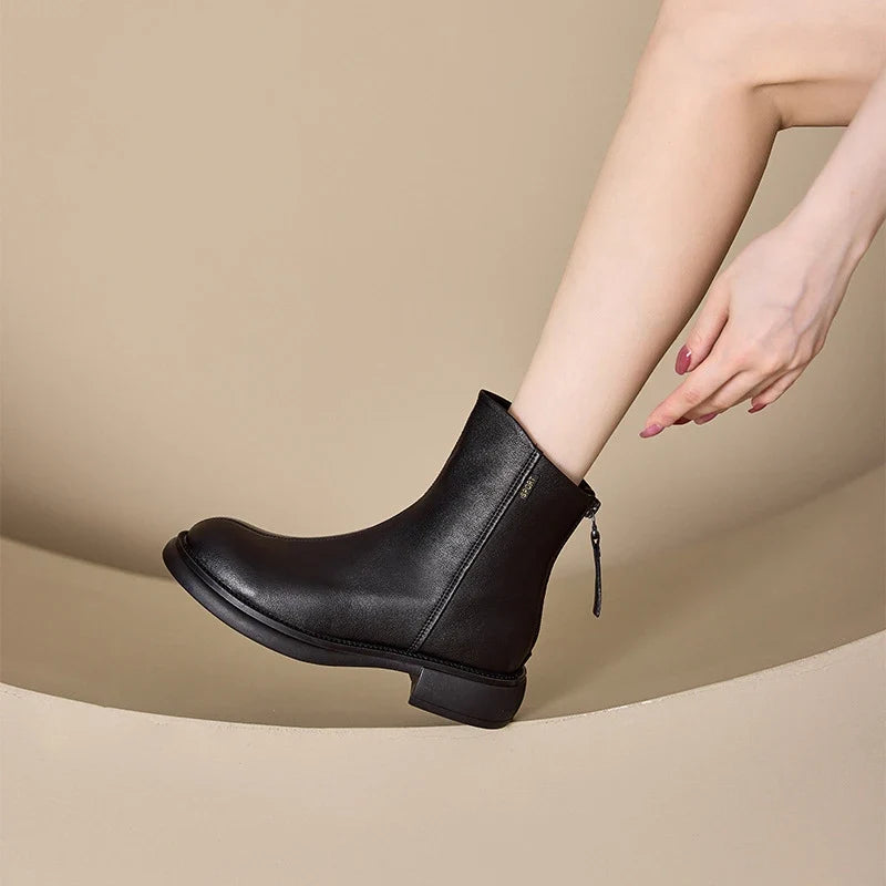 Hortense | Bottines Bout Rond à Zip Arrière