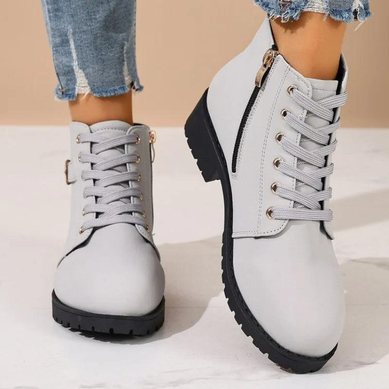 Solène | Bottines Rangers à Lacets et Zip
