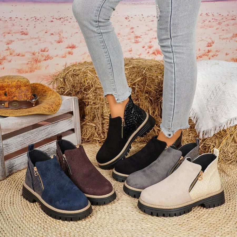 Apolline | Bottines d'Hiver à Double Zip