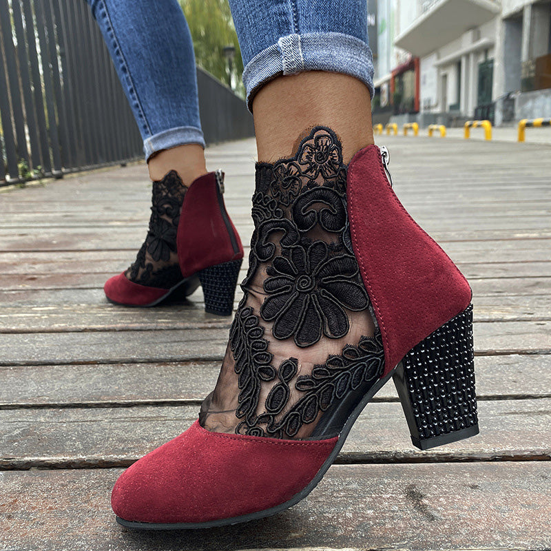 Joséphine | Bottines à Talon en Dentelle