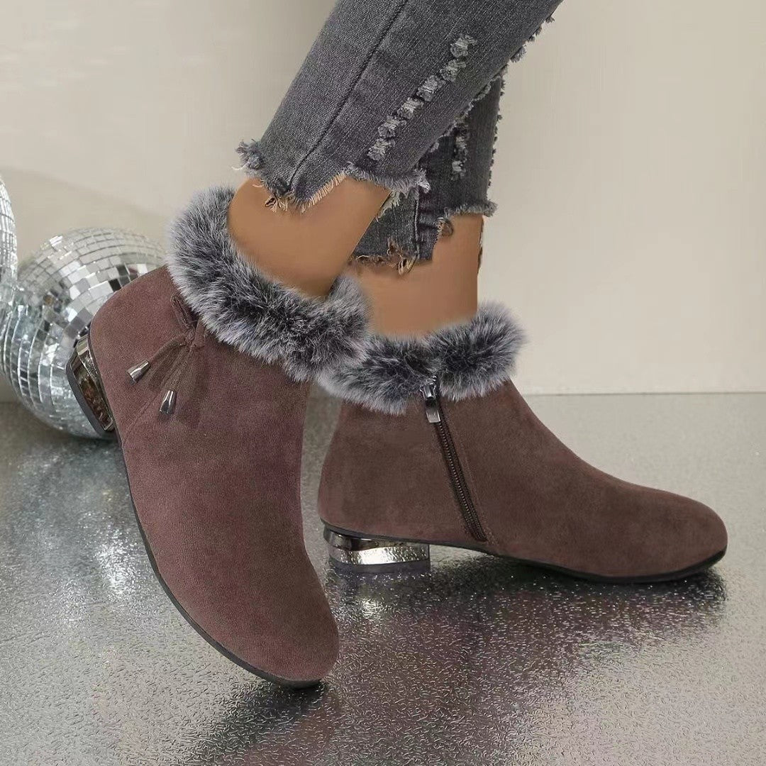 Adélaïde | Bottines à Talon Mi-Haut et Zip Latéral